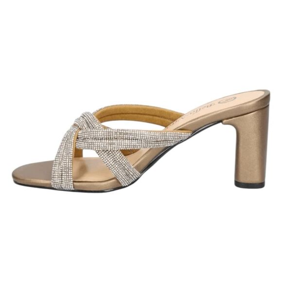 Bella Vita Carmen Heeled Slip-On Sandals Metallic Bronze Suede Block Heel 9 Wide - Picture 5 of 14